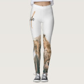 Hoogland koe portret eigen naam initiaal monogram leggings (Voorkant)