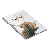 Hoogland koe portret eigen naam initiaal monogram notitieboek (Rechterzijde)