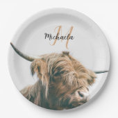Hoogland koe portret eigen naam initiaal monogram papieren bordje (Voorkant)