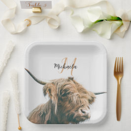 Hoogland koe portret eigen naam initiaal monogram papieren bordje