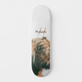 Hoogland koe portret eigen naam initiaal monogram persoonlijk skateboard (Voorkant)