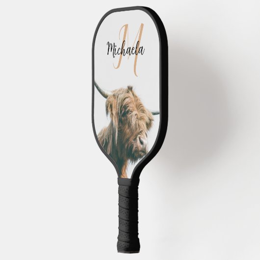 Hoogland koe portret eigen naam initiaal monogram pickleball paddle (Links)