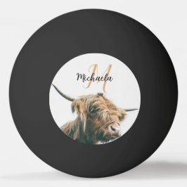 Hoogland koe portret eigen naam initiaal monogram pingpongbal