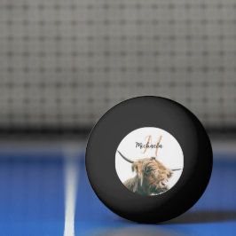 Hoogland koe portret eigen naam initiaal monogram pingpongbal