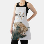 Hoogland koe portret eigen naam initiaal monogram schort (Insitu)
