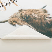 Hoogland koe portret eigen naam initiaal monogram sherpa deken (3/4)