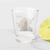 Hoogland koe portret eigen naam initiaal monogram shot glas (Achterkant)