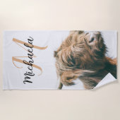 Hoogland koe portret eigen naam initiaal monogram strandlaken (Voorkant)