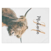 Hoogland koe portret eigen naam initiaal monogram tafelkleed (Voorkant (Horizontaal))