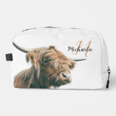 Hoogland koe portret eigen naam initiaal monogram toilettasje (Voorkant)