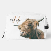 Hoogland koe portret eigen naam initiaal monogram toilettasje (Achterkant)
