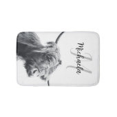 Hoogland koe portret initiaal monogram zwart wit badmat (Voorkant)