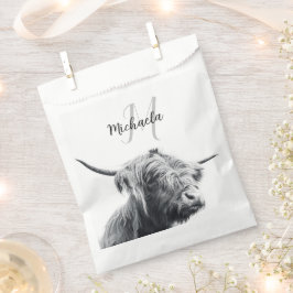 Hoogland koe portret initiaal monogram zwart wit bedankzakje