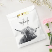 Hoogland koe portret initiaal monogram zwart wit bedankzakje (Gezegeld)