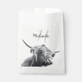 Hoogland koe portret initiaal monogram zwart wit bedankzakje (Voorkant)