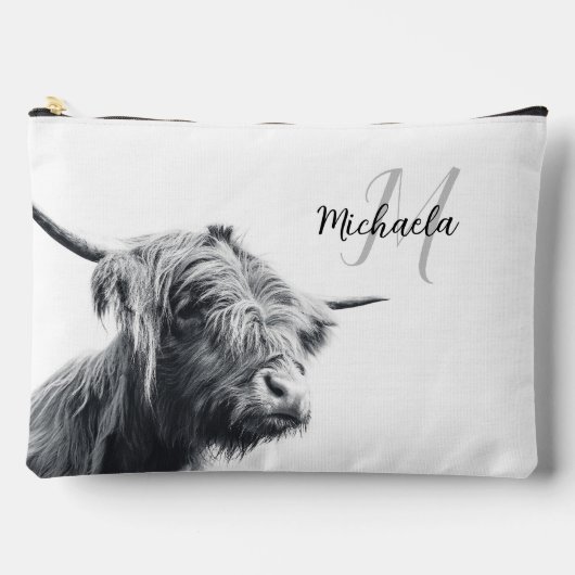 Hoogland koe portret initiaal monogram zwart wit etui (Voorkant)