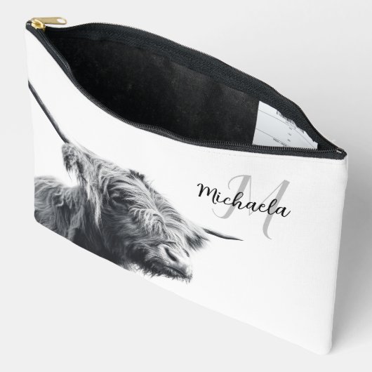 Hoogland koe portret initiaal monogram zwart wit etui (Open)