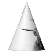 Hoogland koe portret initiaal monogram zwart wit feesthoedjes (Links)