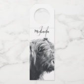 Hoogland koe portret initiaal monogram zwart wit flessenhanger (Voorkant)