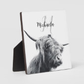 Hoogland koe portret initiaal monogram zwart wit fotoplaat (Voorkant)