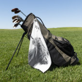 Hoogland koe portret initiaal monogram zwart wit golfhanddoek (Groen)