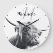 Hoogland koe portret initiaal monogram zwart wit grote klok (Voorkant)