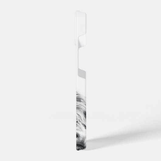 Hoogland koe portret initiaal monogram zwart wit iPhone hoesje (Linkerkant)