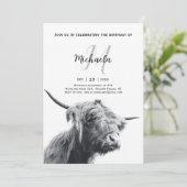 Hoogland koe portret initiaal monogram zwart wit kaart (Staand voorkant)