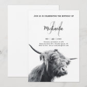 Hoogland koe portret initiaal monogram zwart wit kaart (Voorkant / Achterkant)