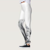 Hoogland koe portret initiaal monogram zwart wit leggings (Links)