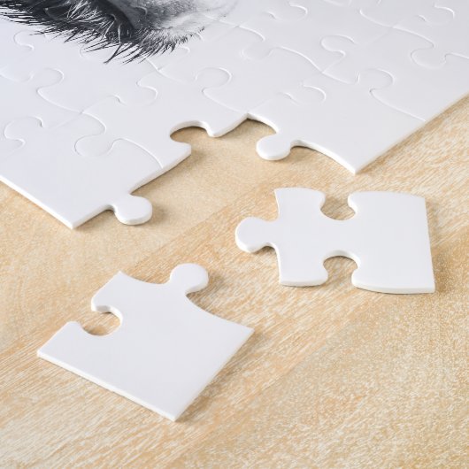 Hoogland koe portret initiaal monogram zwart wit legpuzzel (Zijkant)