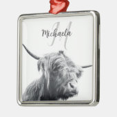 Hoogland koe portret initiaal monogram zwart wit metalen ornament (Links)