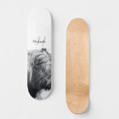Hoogland koe portret initiaal monogram zwart wit persoonlijk skateboard (Voorkant)