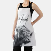 Hoogland koe portret initiaal monogram zwart wit schort (Insitu)