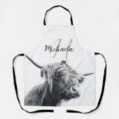 Hoogland koe portret initiaal monogram zwart wit schort (Voorkant)