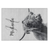 Hoogland koe portret initiaal monogram zwart wit snijplank (Voorkant)