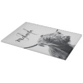 Hoogland koe portret initiaal monogram zwart wit snijplank (Hoek)