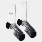 Hoogland koe portret initiaal monogram zwart wit sokken (Rechts)