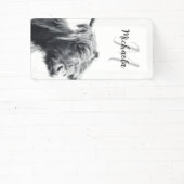 Hoogland koe portret initiaal monogram zwart wit spandoek (Insitu)