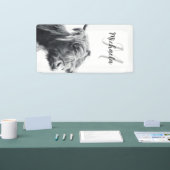 Hoogland koe portret initiaal monogram zwart wit spandoek (Beurs)