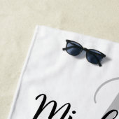 Hoogland koe portret initiaal monogram zwart wit strandlaken (In situ)