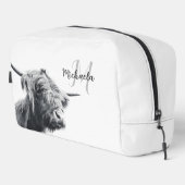 Hoogland koe portret initiaal monogram zwart wit toilettasje (Rechterhoek)