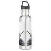 Hoogland koe portret initiaal monogram zwart wit waterfles  (Achterkant)