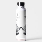 Hoogland koe portret initiaal monogram zwart wit waterfles (Links)