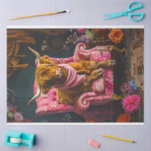 Hoogland Koe Roze Stoel Decoupage Tissuepapier (Craft)