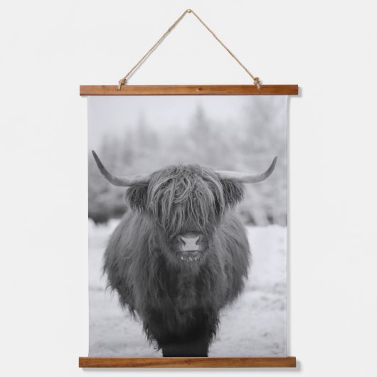 Hoogland Koe Rustic Farmhouse art Hangend Wandkleed (Voorkant)