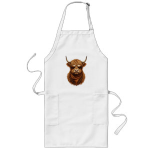Hoogland Koe Rustieke Boerderij Dier T-Shirt Lang Schort