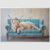 Hoogland Koe Rustieke Boho Bank Spa Decoupage Tissuepapier (Voorkant)