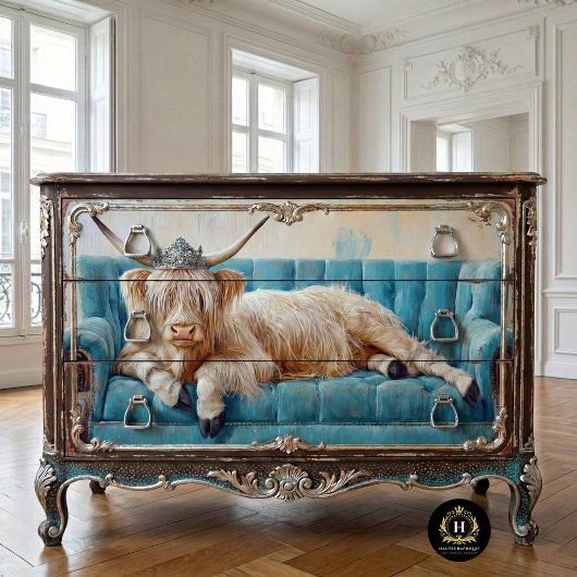 Hoogland Koe Rustieke Boho Bank Spa Decoupage Tissuepapier