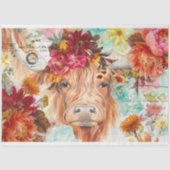 Hoogland Koe Rustieke Boho Boerderij Decoupage Tissuepapier (Voorkant)